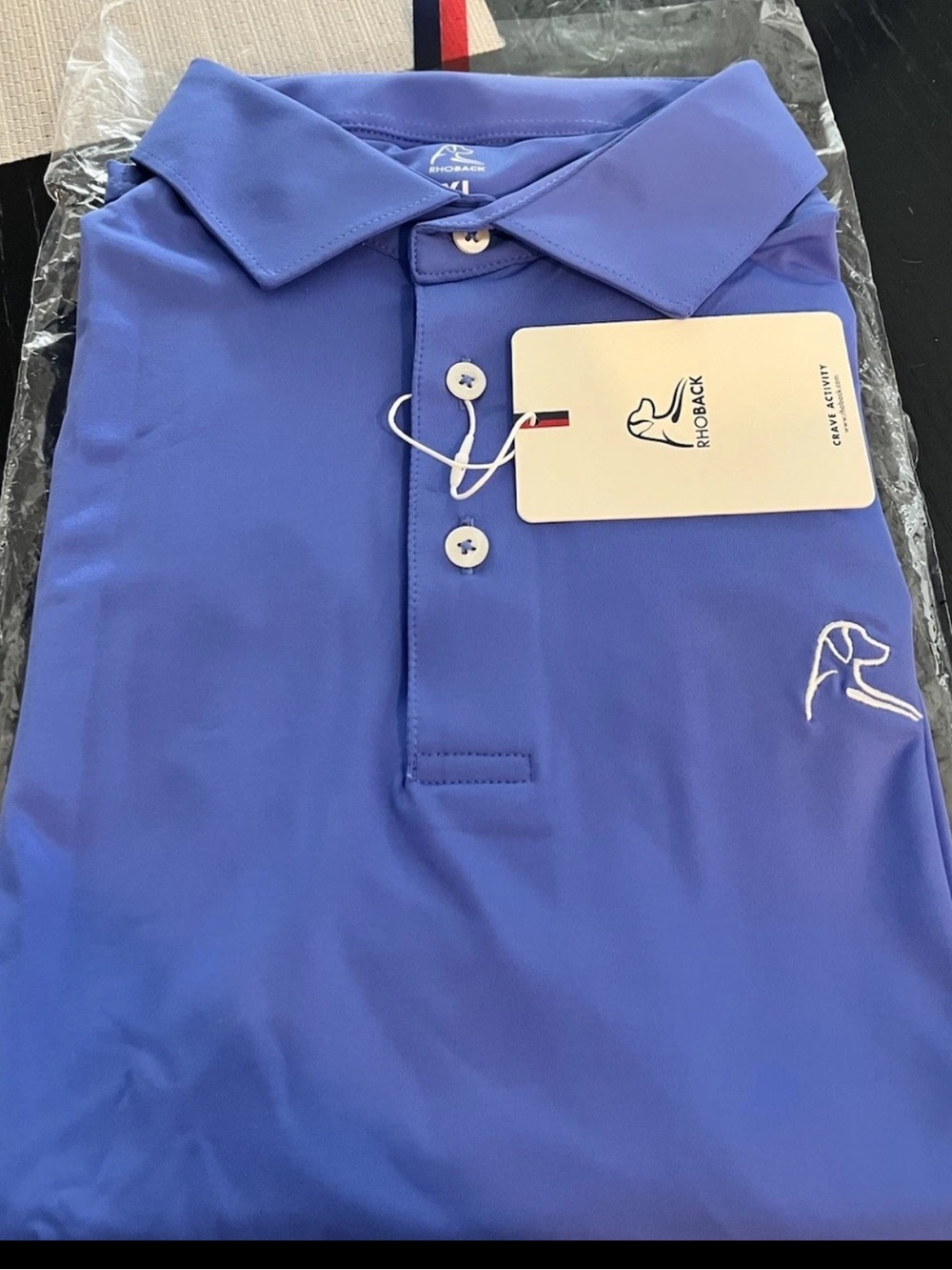 Men's Rhoback Short Sleeve Polo Shirt - Blue - Brand New